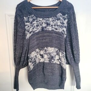 Artka Blue Striped Balloon Sleeve Sweater Womens Small
